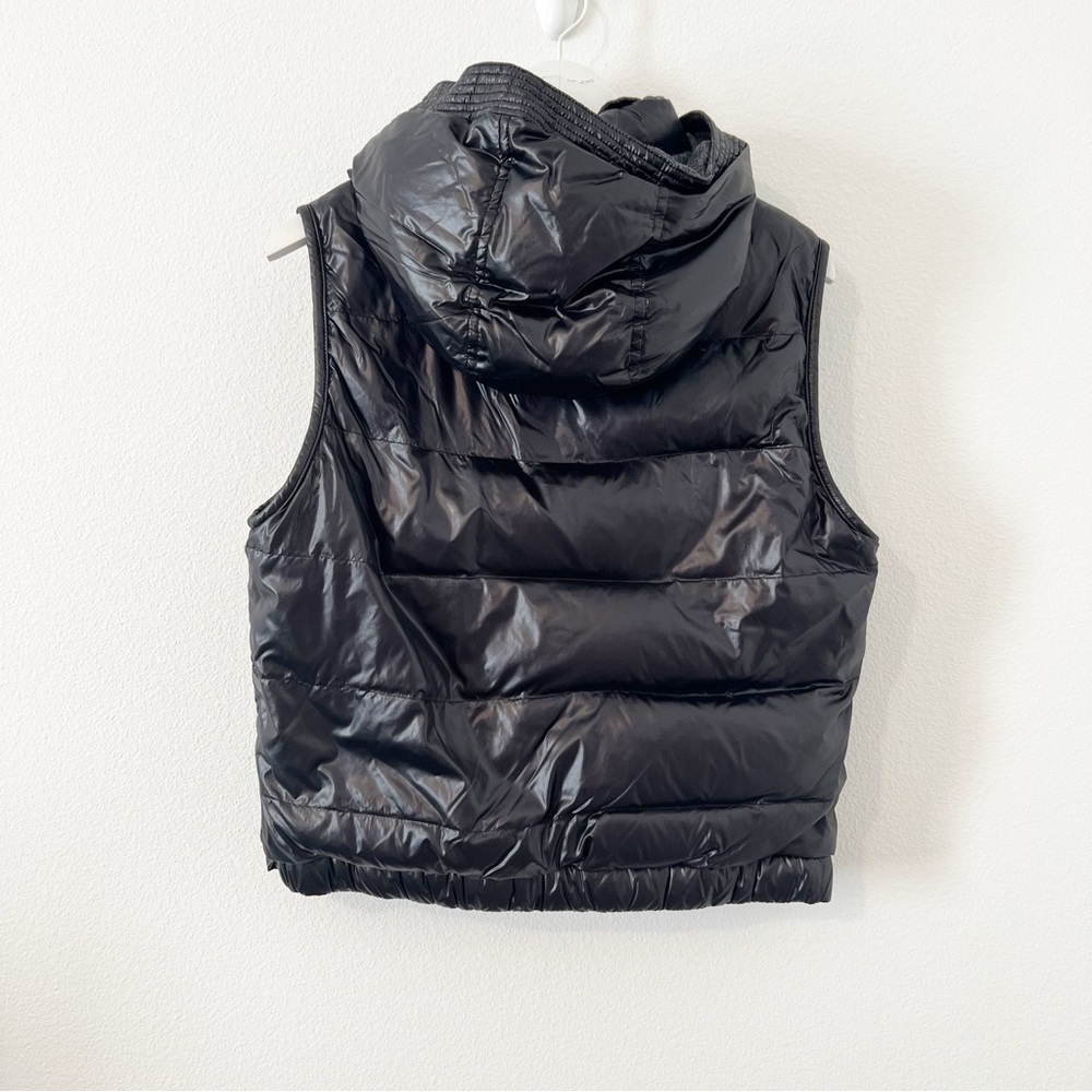 Vince Black Puffer Vest Detachable Hood Zip Button Front Size Large L - Picture 6 of 6
